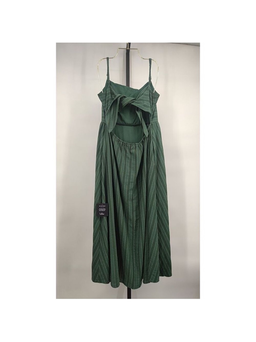 Lulus Feeling the Best Green Striped Tie-Back Midi Dress with Pockets - Picture 4 of 4
